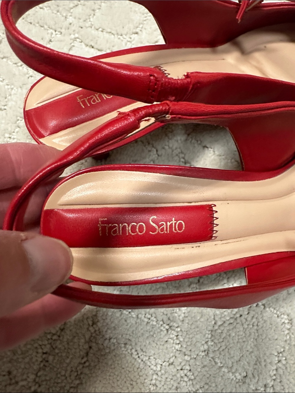 Franco Sarto Khloe Red Pointed Slingback Pumps with Strap - Picture 2 of 5